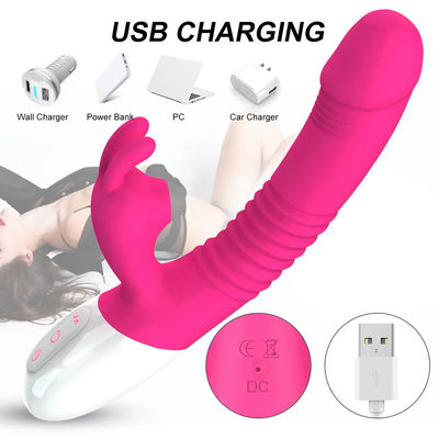 300g USB oplaad vibrator seks speeltje roze konijn persoonlijke massager verwarming pushing