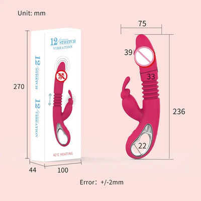 12 Frequency Vibrator Seks Speelgoed USB Oplaadbare Vrouwelijke Stimulator Dildo Teleskopisch Verwarming