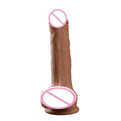 Bruin Vlees Man Realistische Dildo Liquid Soft Silicone Rubber Seks Speelgoed Voor Vrouwen Met Sterke Zuigbeker