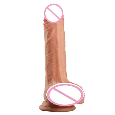 Bruin Vlees Man Realistische Dildo Liquid Soft Silicone Rubber Seks Speelgoed Voor Vrouwen Met Sterke Zuigbeker