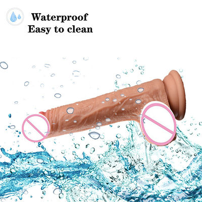 Bruin Vlees Man Realistische Dildo Liquid Soft Silicone Rubber Seks Speelgoed Voor Vrouwen Met Sterke Zuigbeker