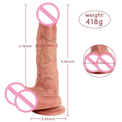 418 g bruine vlees siliconen dildo zachte ROHS realistische penis man en vrouw dildo