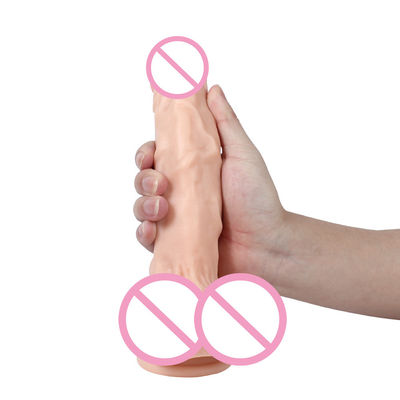 Pvc bruin mannelijk realistische dildo grote siliconen dildo sterke zuigbeker handen vrij
