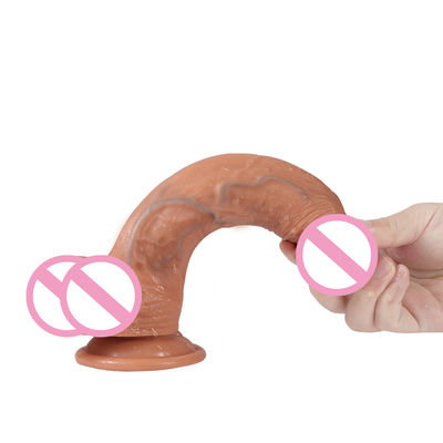 Bruin Flesh Echt Silicone Vrouwen Dildo Seks Man Penis Speelgoed ROHS