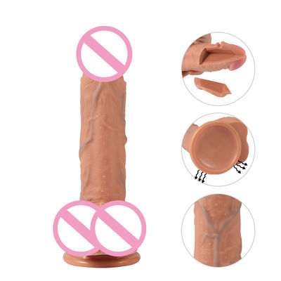 Bruin Flesh Echt Silicone Vrouwen Dildo Seks Man Penis Speelgoed ROHS