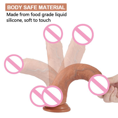 Bruin Flesh Echt Silicone Vrouwen Dildo Seks Man Penis Speelgoed ROHS