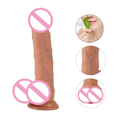 Bruin Flesh Echt Silicone Vrouwen Dildo Seks Man Penis Speelgoed ROHS