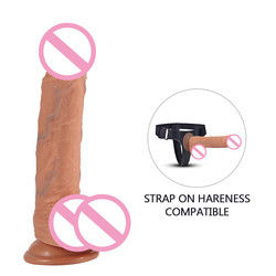 Bruin Flesh Echt Silicone Vrouwen Dildo Seks Man Penis Speelgoed ROHS