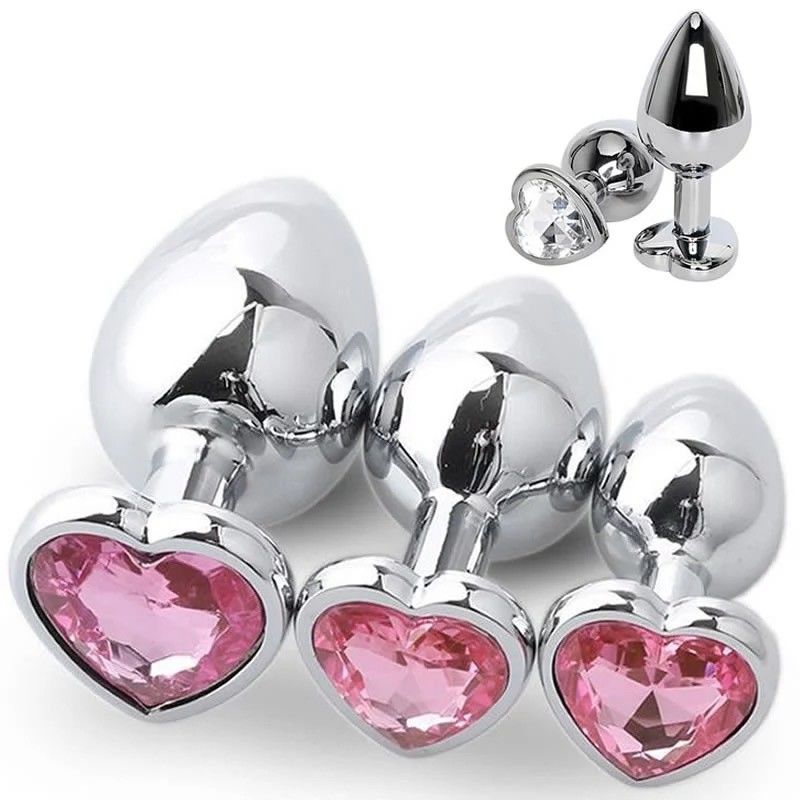 Extremo Roze Seks Roestvrij staal Anaal Plug Grote kont Plug Hart Cola speelgoed Set