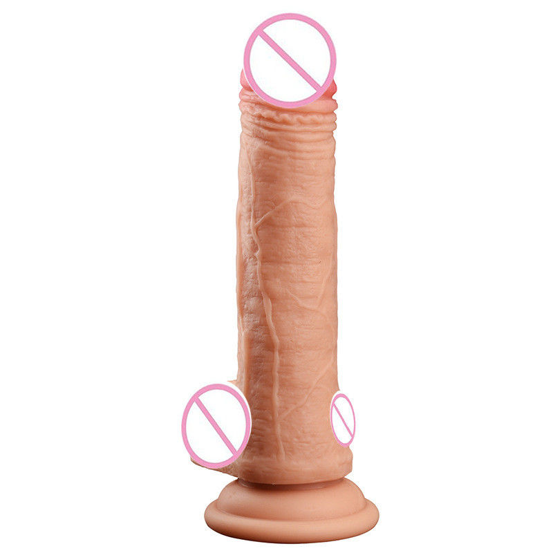 Bruin Vlees Man Realistische Dildo Liquid Soft Silicone Rubber Seks Speelgoed Voor Vrouwen Met Sterke Zuigbeker