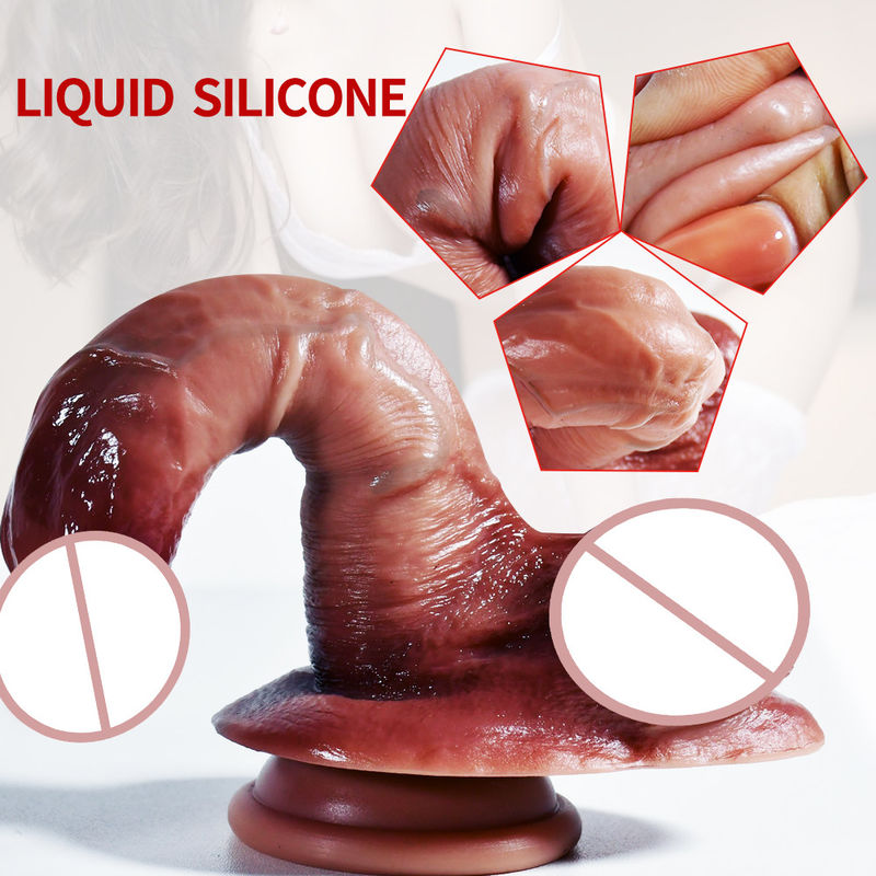 6.7 inch kleine realistische dildo 227g bruine siliconen dildo voor vrouwen